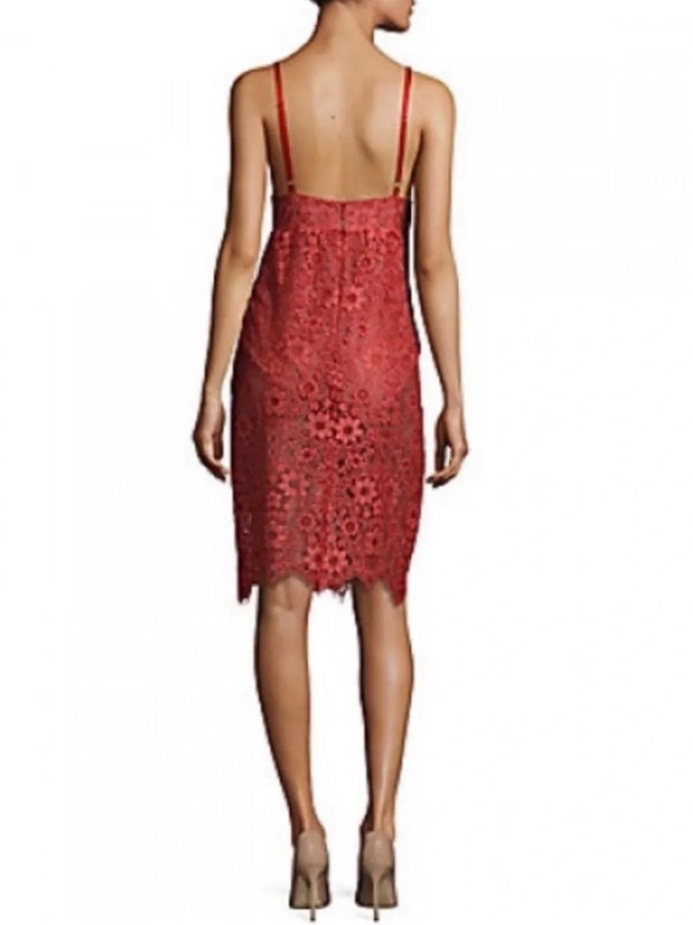 For Love And Lemons x Revolve Gianna Lace Midi Dress Womens Red New with Tags L
